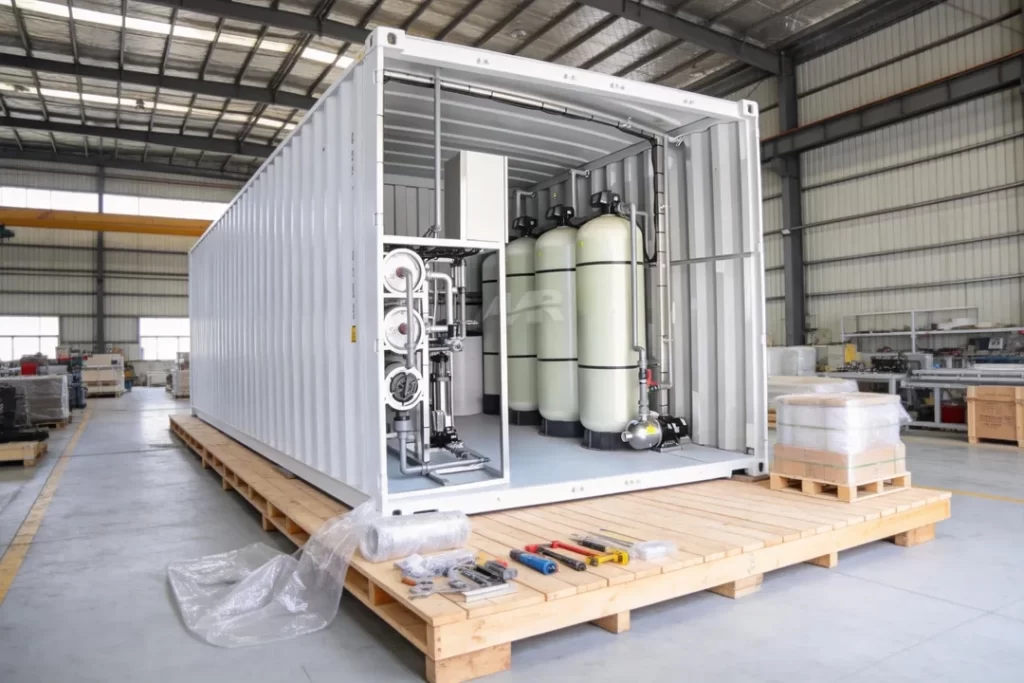 3TH Borehole Water Treatment Containerized RO Equipment Packaging and Global Delivery